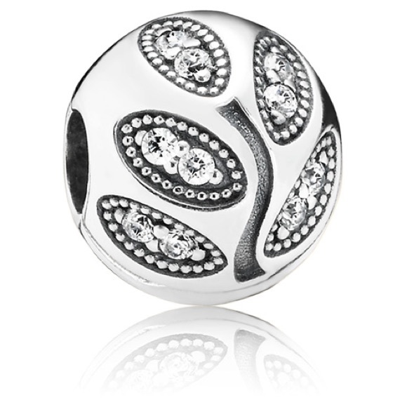 Pandora Retired Sterling Silver Sparkling Leaves Clips with Clear CZ - 791416CZ💎 - Picture 2 of 5